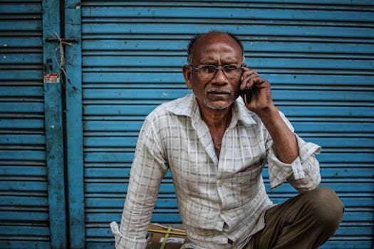 retired man on phone with mortgage company