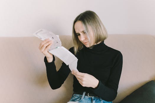 retired woman reviewing financial documents