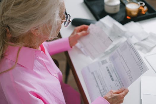 senior couple reviewing financial documents