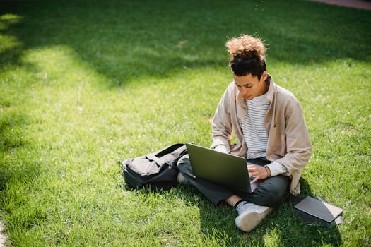 retiree using a laptop to search property records