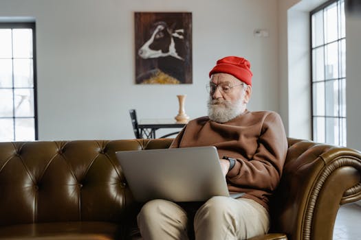 retired man relaxing in his home