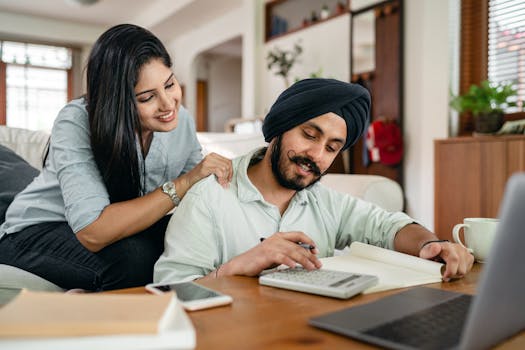 older couple working on a budget together