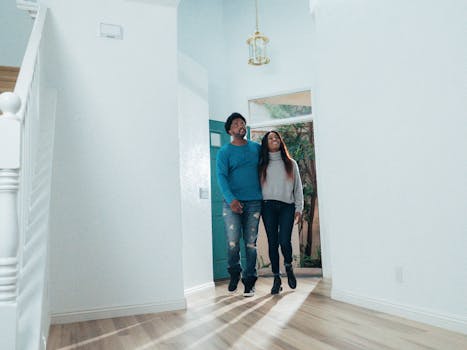 retired couple looking at international property listings