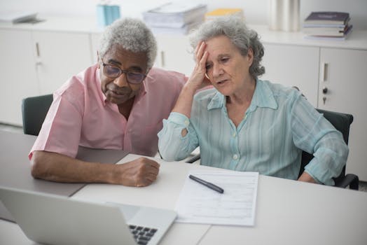 retired couple discussing finances