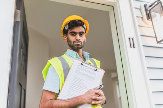 engineer inspecting house foundation