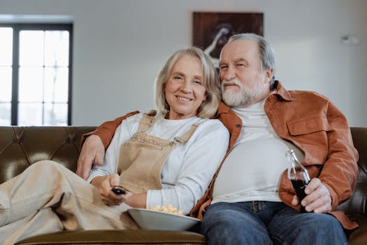 retired couple enjoying their home