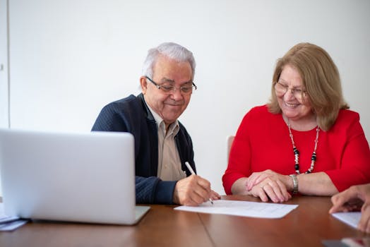 Retired man organizing financial paperwork