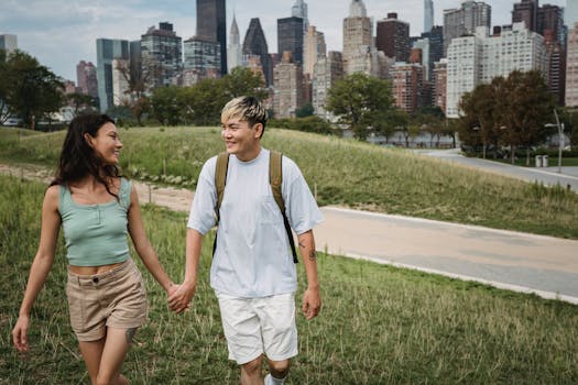 older couple enjoying a walk in the park