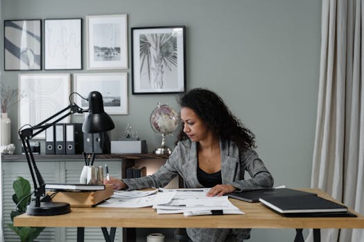 Retired woman reviewing her budget and financial plan