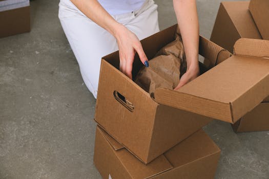 retiree packing boxes for a move