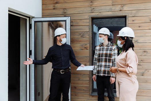 real estate agent showing a house to a retired couple