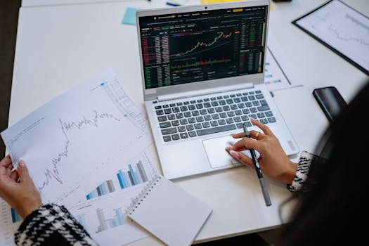 financial report on a laptop screen