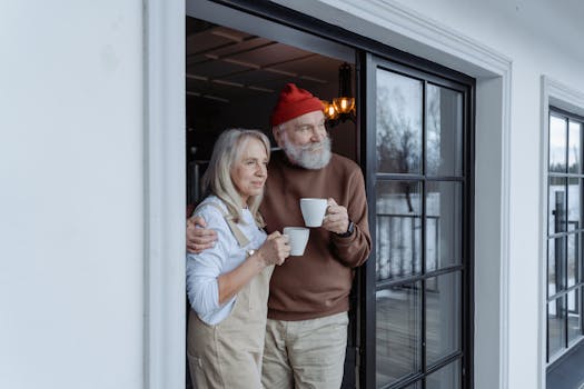 retired couple reviewing finances together