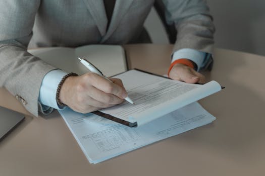 person reviewing rental property documents