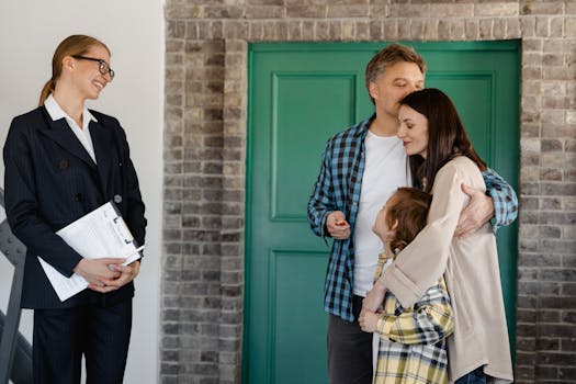 retired couple discussing property with their child