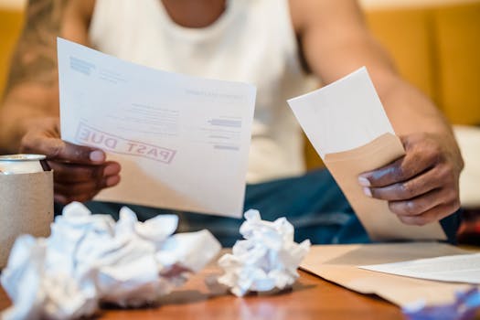 senior man reviewing financial documents at home